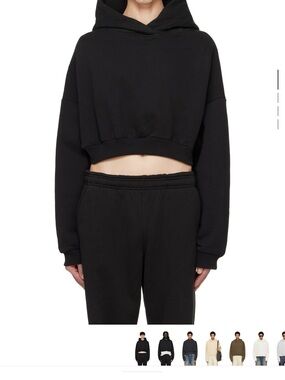Men's Cropped Black Hoodie Sweatshirt - Classic Pullover